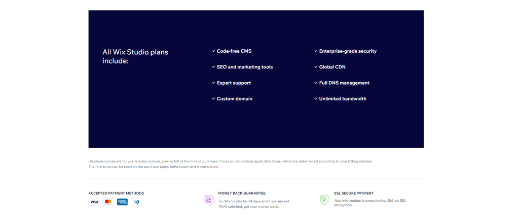 wix studio pricing plans